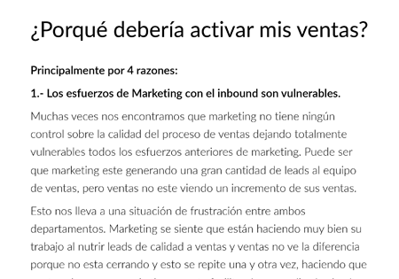 Activar las ventas